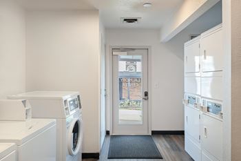 White washing machine and dryer